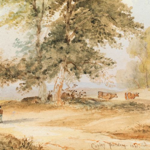 ANTHONY VANDYKE COPLEY FIELDING MOTHER CHILD IN A LANDSCAPE WITH CATTLE ANTIQUE WATERCOLOUR - ADDITIONAL PHOTO 7