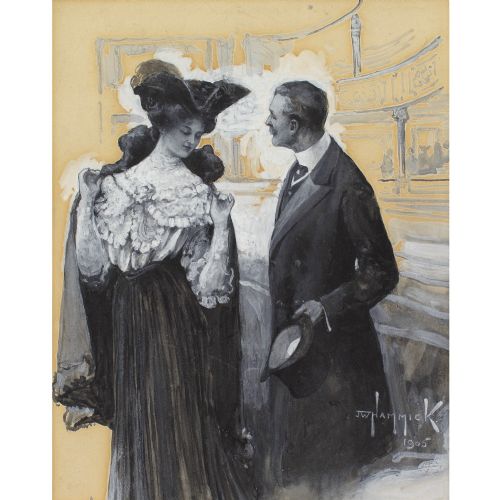 JOSEPH WILLIAM HAMMICK AT THE THEATRE ANTIQUE WATERCOLOUR - ADDITIONAL PHOTO 1