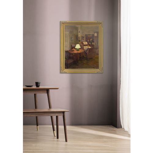 ROBERT PANITZSCH CANDLELIT INTERIOR WITH WOMAN READING OIL PAINTING - ADDITIONAL PHOTO 3