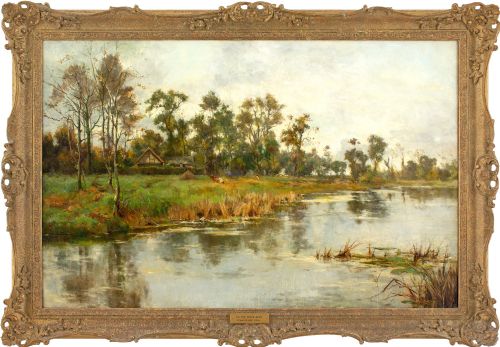 robert william arthur rouse rba on the stour kent antique oil painting - CATEGORY: ANTIQUE ART - DATED 1890