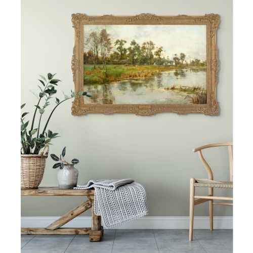 ROBERT WILLIAM ARTHUR ROUSE RBA ON THE STOUR KENT ANTIQUE OIL PAINTING - ADDITIONAL PHOTO 1