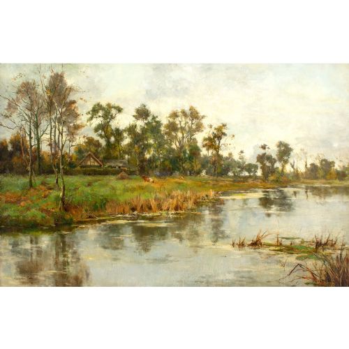ROBERT WILLIAM ARTHUR ROUSE RBA ON THE STOUR KENT ANTIQUE OIL PAINTING - ADDITIONAL PHOTO 2