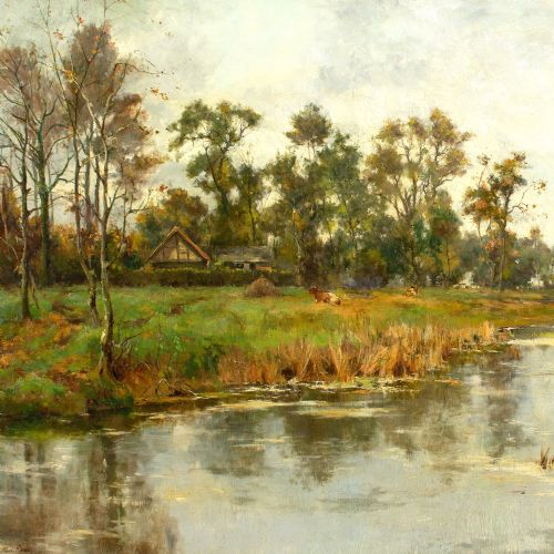 ROBERT WILLIAM ARTHUR ROUSE RBA ON THE STOUR KENT ANTIQUE OIL PAINTING - ADDITIONAL PHOTO 4