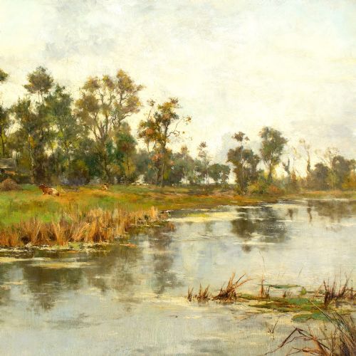 ROBERT WILLIAM ARTHUR ROUSE RBA ON THE STOUR KENT ANTIQUE OIL PAINTING - ADDITIONAL PHOTO 5