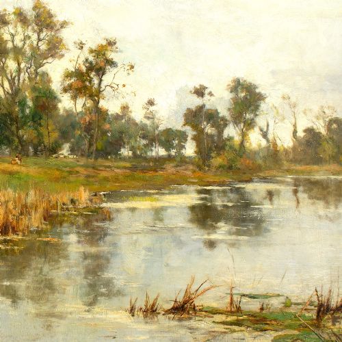 ROBERT WILLIAM ARTHUR ROUSE RBA ON THE STOUR KENT ANTIQUE OIL PAINTING - ADDITIONAL PHOTO 6