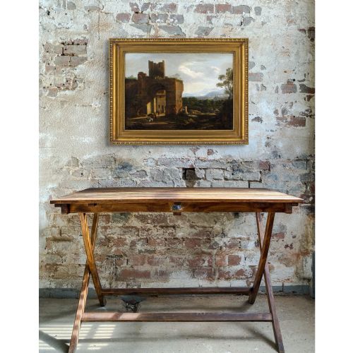 WILLEM VAN BEMMEL ATTRIBUTED ITALIANATE CAPRICCIO WITH RUINS TRAVELLERS ANTIQUE OIL PAINTING - ADDITIONAL PHOTO 2