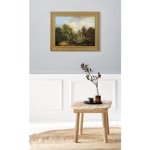 ALEXANDER HIERONYMUS BAKHUYZEN LANDSCAPE WITH COTTAGE FIGURES CATTLE ANTIQUE OIL PAINTING - ADDITIONAL PHOTO 4