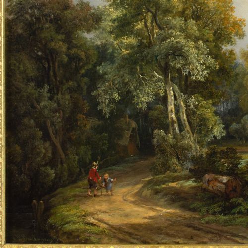 ALEXANDER HIERONYMUS BAKHUYZEN LANDSCAPE WITH COTTAGE FIGURES CATTLE ANTIQUE OIL PAINTING - ADDITIONAL PHOTO 7