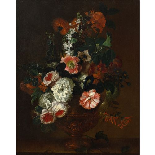 SIMON HARDIM CIRCLE STILL LIFE WITH FLOWERS ANTIQUE OIL PAINTING - ADDITIONAL PHOTO 1