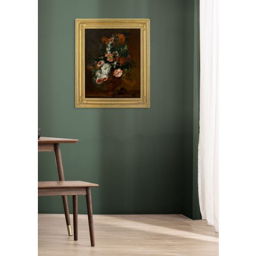 SIMON HARDIM CIRCLE STILL LIFE WITH FLOWERS ANTIQUE OIL PAINTING - ADDITIONAL PHOTO 2
