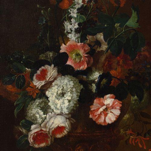 SIMON HARDIM CIRCLE STILL LIFE WITH FLOWERS ANTIQUE OIL PAINTING - ADDITIONAL PHOTO 4