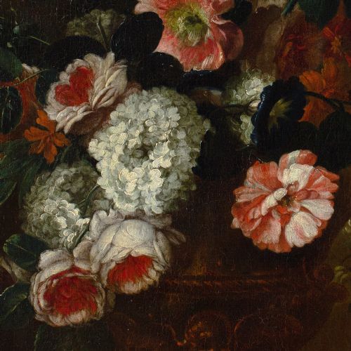 SIMON HARDIM CIRCLE STILL LIFE WITH FLOWERS ANTIQUE OIL PAINTING - ADDITIONAL PHOTO 6