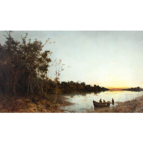 KARL HEFFNER TWILIGHT ANTIQUE OIL PAINTING - ADDITIONAL PHOTO 1