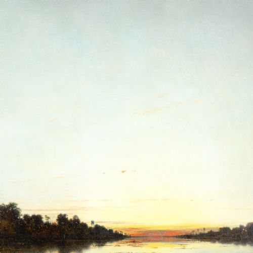 KARL HEFFNER TWILIGHT ANTIQUE OIL PAINTING - ADDITIONAL PHOTO 7