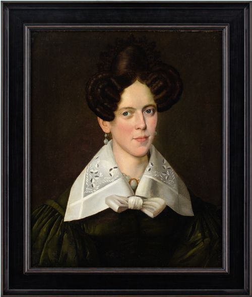 early 19thcentury american school portrait of a lady antique oil painting - CATEGORY: ANTIQUE ART - DATED 19TH CENTURY