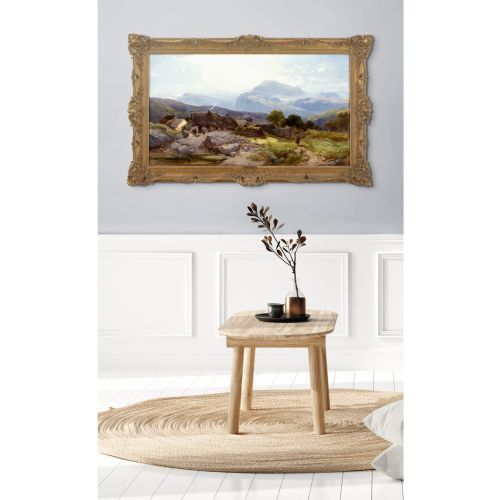 HENRY BRIGHT IN THE WELSH HILLS ANTIQUE OIL PAINTING - ADDITIONAL PHOTO 3
