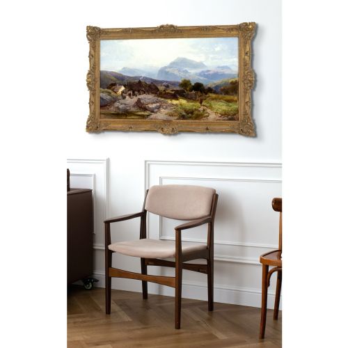 HENRY BRIGHT IN THE WELSH HILLS ANTIQUE OIL PAINTING - ADDITIONAL PHOTO 4