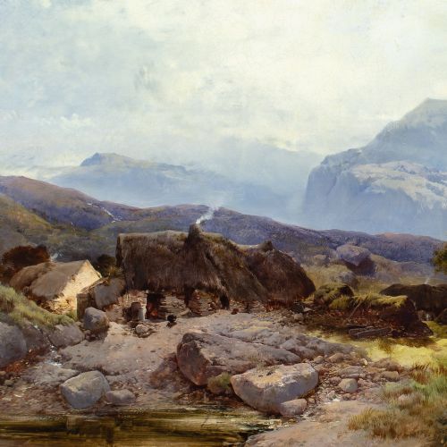 HENRY BRIGHT IN THE WELSH HILLS ANTIQUE OIL PAINTING - ADDITIONAL PHOTO 5
