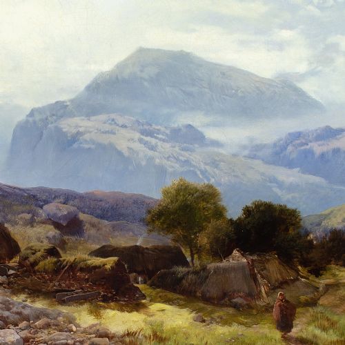HENRY BRIGHT IN THE WELSH HILLS ANTIQUE OIL PAINTING - ADDITIONAL PHOTO 7