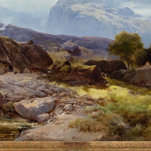 HENRY BRIGHT IN THE WELSH HILLS ANTIQUE OIL PAINTING - ADDITIONAL PHOTO 8