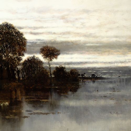 KARL HEFFNER THE NORFOLK BROADS ANTIQUE OIL PAINTING - ADDITIONAL PHOTO 7