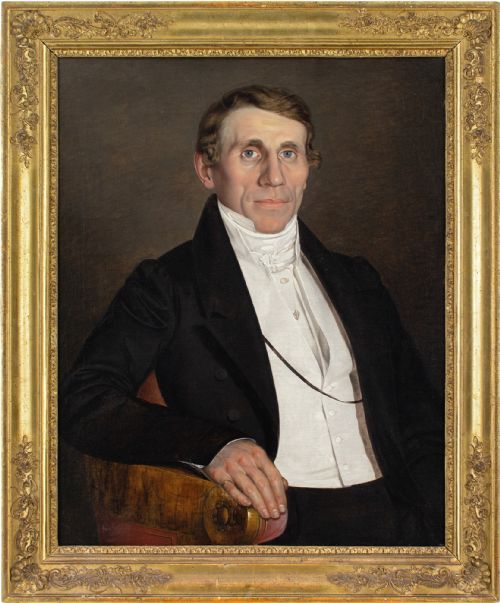 mid19thcentury austrian school portrait of a gentleman in an armchair antique oil painting - CATEGORY: ANTIQUE ART - DATED 19TH CENTURY