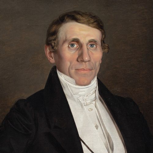 MID19THCENTURY AUSTRIAN SCHOOL PORTRAIT OF A GENTLEMAN IN AN ARMCHAIR ANTIQUE OIL PAINTING - ADDITIONAL PHOTO 3
