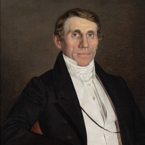 MID19THCENTURY AUSTRIAN SCHOOL PORTRAIT OF A GENTLEMAN IN AN ARMCHAIR ANTIQUE OIL PAINTING - ADDITIONAL PHOTO 7