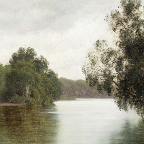 VILHELM GROTH FISHING ON THE GUDENEN RIVER ANTIQUE OIL PAINTING - ADDITIONAL PHOTO 5