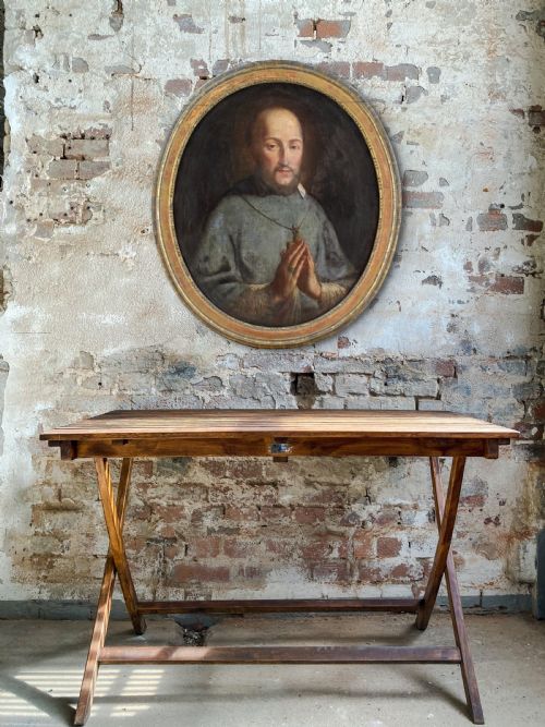 MID18THCENTURY ITALIAN SCHOOL PORTRAIT OF SAINT FRANCIS DE SALES ANTIQUE OIL PAINTING - ADDITIONAL PHOTO 1