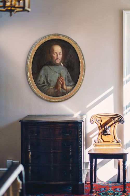 MID18THCENTURY ITALIAN SCHOOL PORTRAIT OF SAINT FRANCIS DE SALES ANTIQUE OIL PAINTING - ADDITIONAL PHOTO 3