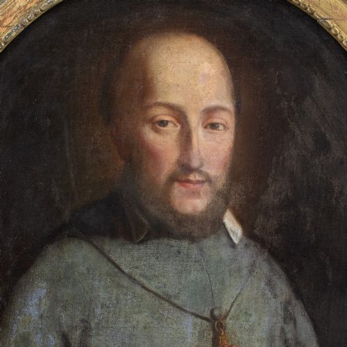 MID18THCENTURY ITALIAN SCHOOL PORTRAIT OF SAINT FRANCIS DE SALES ANTIQUE OIL PAINTING - ADDITIONAL PHOTO 4