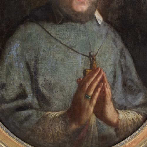 MID18THCENTURY ITALIAN SCHOOL PORTRAIT OF SAINT FRANCIS DE SALES ANTIQUE OIL PAINTING - ADDITIONAL PHOTO 6