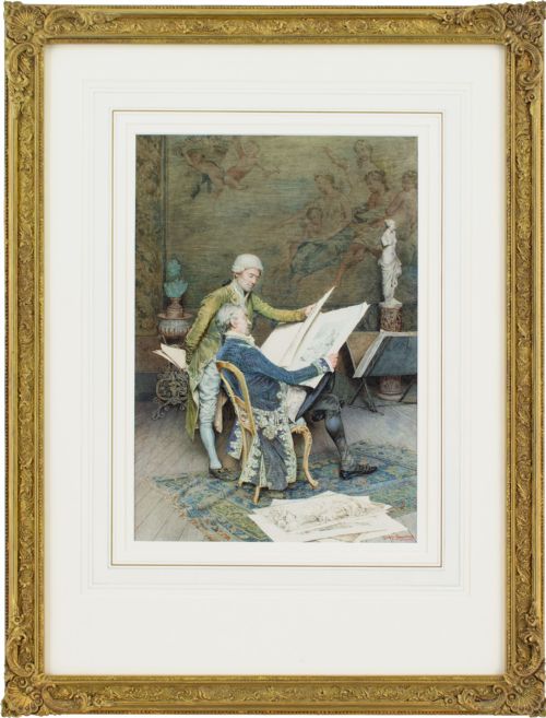 giuseppe signorini the connoisseurs antique watercolour - CATEGORY: ANTIQUE ART - DATED 1890