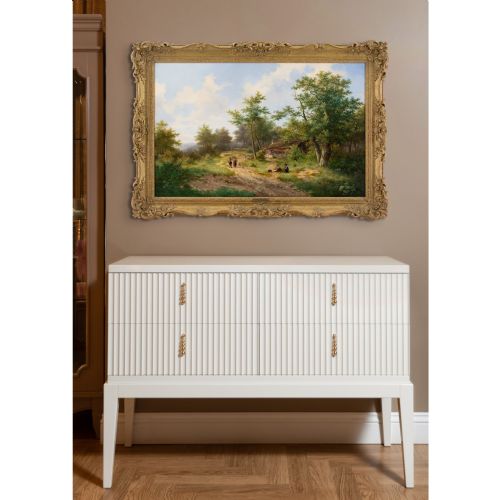 HENDRIK PIETER KOEKKOEK SCENE NEAR HAARLEM ANTIQUE OIL PAINTING - ADDITIONAL PHOTO 2