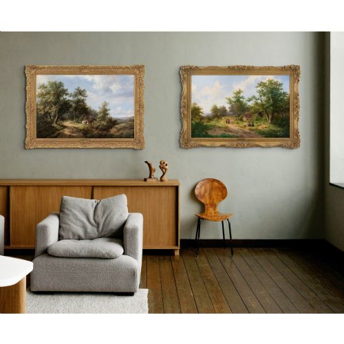 HENDRIK PIETER KOEKKOEK SCENE NEAR HAARLEM ANTIQUE OIL PAINTING - ADDITIONAL PHOTO 3