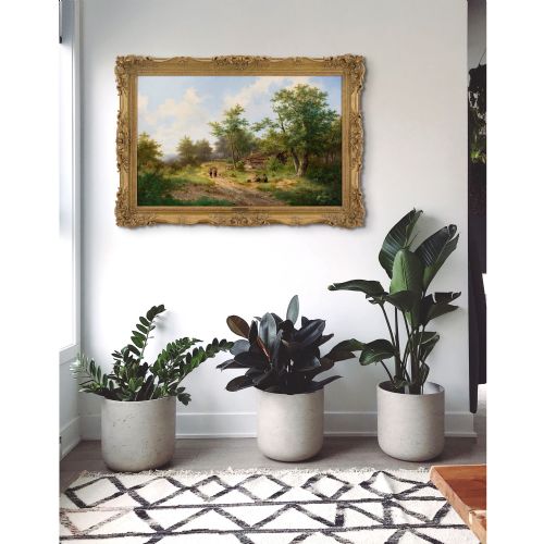 HENDRIK PIETER KOEKKOEK SCENE NEAR HAARLEM ANTIQUE OIL PAINTING - ADDITIONAL PHOTO 5