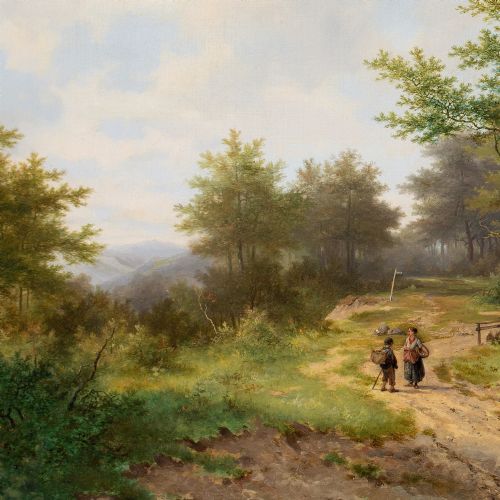 HENDRIK PIETER KOEKKOEK SCENE NEAR HAARLEM ANTIQUE OIL PAINTING - ADDITIONAL PHOTO 7
