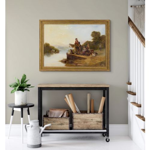 WILLIAM SHAYER WAITING FOR THE FERRY ANTIQUE OIL PAINTING - ADDITIONAL PHOTO 2
