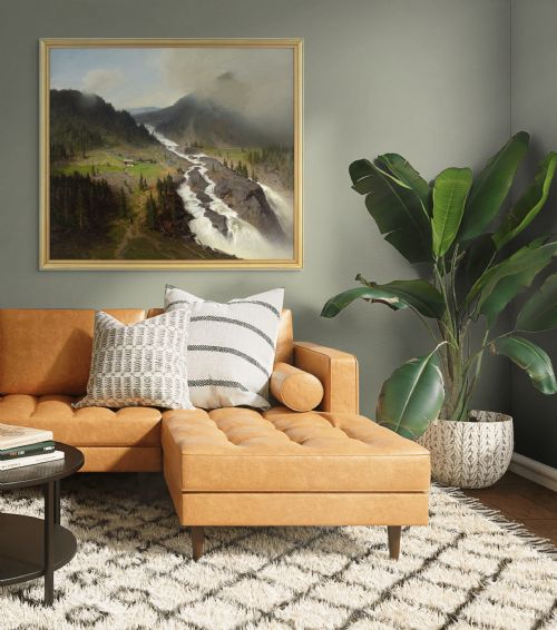 AXEL NORDGREN ALPINE LANDSCAPE WITH WATERFALL ANTIQUE OIL PAINTING - ADDITIONAL PHOTO 2