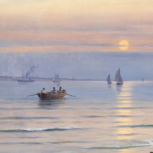 JOHAN NEUMANN SEASCAPE WITH A VIEW TO KRONBORG CASTLE OIL PAINTING - ADDITIONAL PHOTO 6