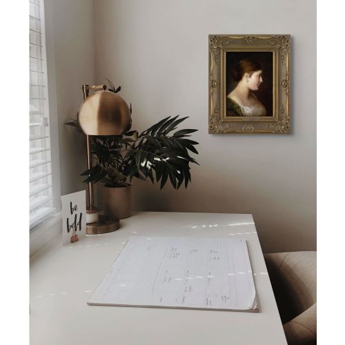 RUDOLF HAUSLEITHNER PORTRAIT OF A WOMAN IN PROFILE ANTIQUE OIL PAINTING - ADDITIONAL PHOTO 3