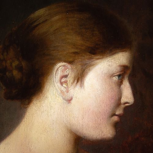 RUDOLF HAUSLEITHNER PORTRAIT OF A WOMAN IN PROFILE ANTIQUE OIL PAINTING - ADDITIONAL PHOTO 6