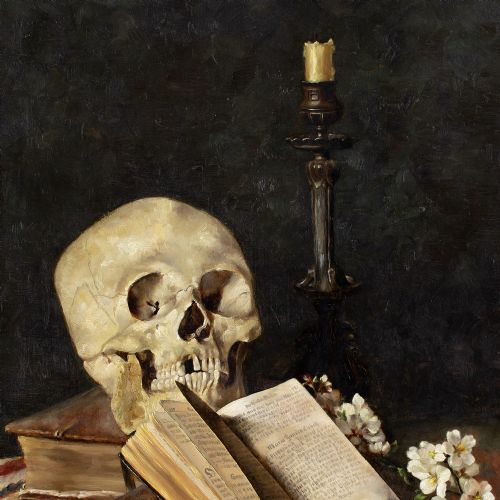 PAULA WILDHACK MEMENTO MORI ANTIQUE OIL PAINTING - ADDITIONAL PHOTO 5