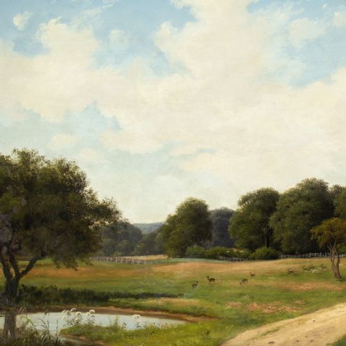 AXEL SCHOVELIN DYREHAVEN COPENHAGEN ANTIQUE OIL PAINTING - ADDITIONAL PHOTO 5