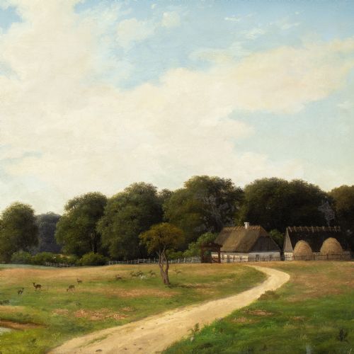 AXEL SCHOVELIN DYREHAVEN COPENHAGEN ANTIQUE OIL PAINTING - ADDITIONAL PHOTO 6