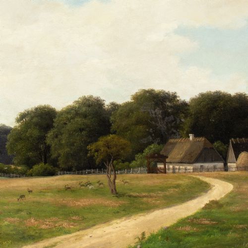 AXEL SCHOVELIN DYREHAVEN COPENHAGEN ANTIQUE OIL PAINTING - ADDITIONAL PHOTO 8