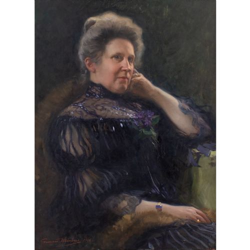 GUNNAR WEINBERG PORTRAIT OF A WOMAN ANTIQUE OIL PAINTING - ADDITIONAL PHOTO 1