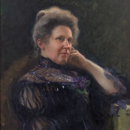 GUNNAR WEINBERG PORTRAIT OF A WOMAN ANTIQUE OIL PAINTING - ADDITIONAL PHOTO 3