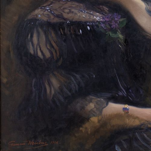 GUNNAR WEINBERG PORTRAIT OF A WOMAN ANTIQUE OIL PAINTING - ADDITIONAL PHOTO 7